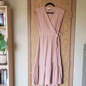 Universal Thread Blush Cotton Midi Wrap Dress
